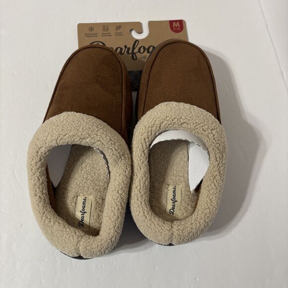 New Men’s Dearfoams Brown Slippers Slip Ons.  size 9-10.NWTS - Picture 2 of 9
